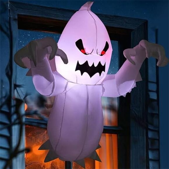 4.6 FT Halloween Inflatable Ghost with Build-in LEDs, Blow Up Flying Ghost - Picture 7 of 7